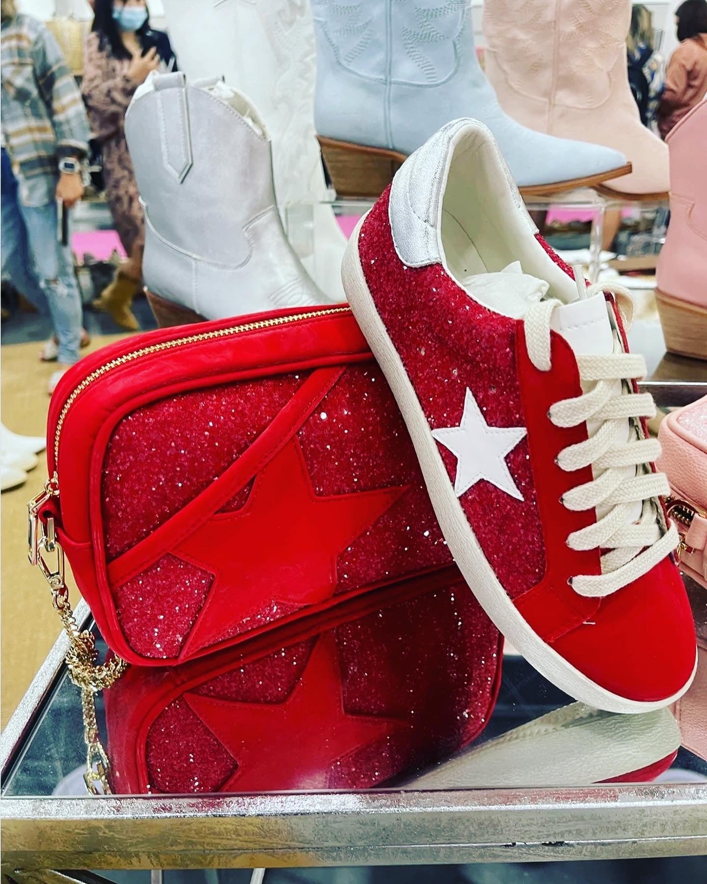 Red sale glitter sneakers